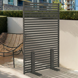 Paravento da esterno traforato, claustra decorativa 80 x 150 cm, lamelle orizzontali in metallo grigio antracite