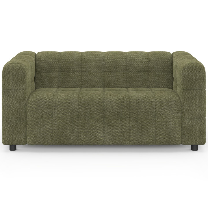 Divano a due posti con schienale dritto e imbottitura AMANCE in tessuto chenille verde kaki