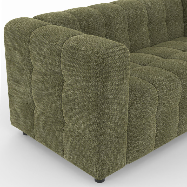 2-Sitzer-Sofa AMANCE in gerader Ausführung, gepolstert, aus khakigrünem Chenille-Stoff