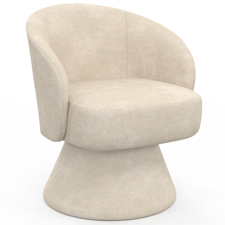 Sillón giratorio CYRUS en tejido de chenilla beige