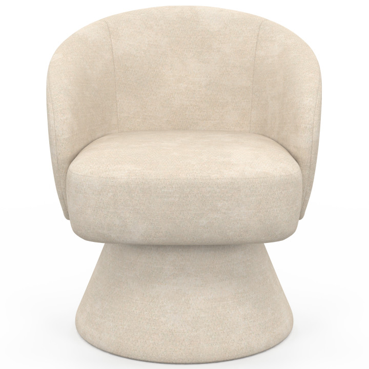 Sillón giratorio CYRUS en tejido de chenilla beige