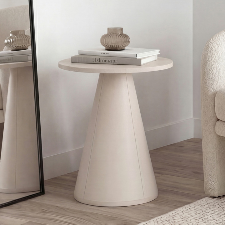 Set di 2 tavolini rotondi, tavolini da salotto, comodini ELEONORE da 40 cm in metallo beige