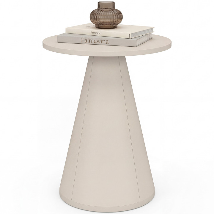Set di 2 tavolini rotondi, tavolini da salotto, comodini ELEONORE da 40 cm in metallo beige