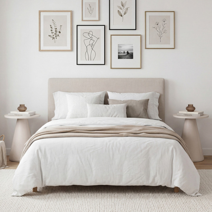 Set di 2 tavolini rotondi, tavolini da salotto, comodini ELEONORE da 40 cm in metallo beige