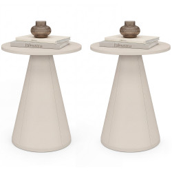 2er-Set runde Beistelltische, Sofatische, Nachttische ELEONORE 40 cm, Metall, beige