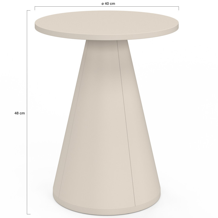 Set di 2 tavolini rotondi, tavolini da salotto, comodini ELEONORE da 40 cm in metallo beige