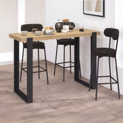 Mesa alta de bar extensible PHOENIX para 2-4 personas, de madera y color negro, 110 - 150 cm