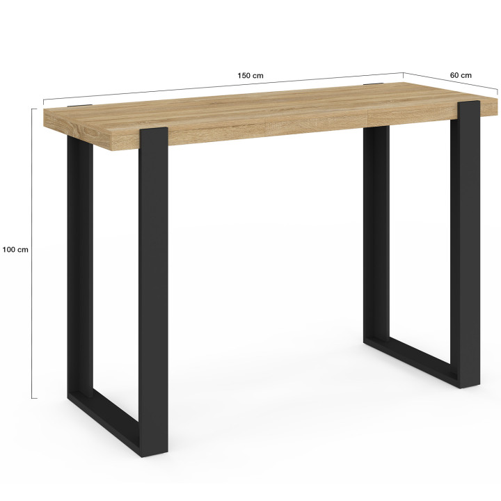 Table de bar extensible PHOENIX 2-4 personnes bois et noir 110 - 150 cm