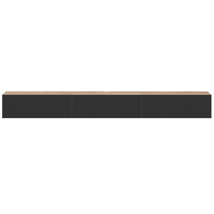 Meuble TV 270 cm suspendu ELIO 3 portes bois et noir