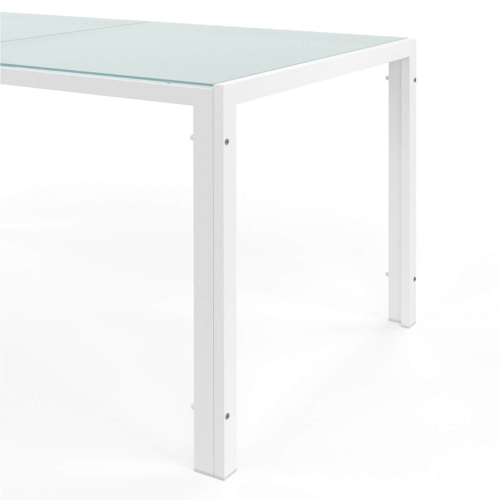 MADRID tuinset 190cm tafel en 8 stapelstoelen wit en grijs