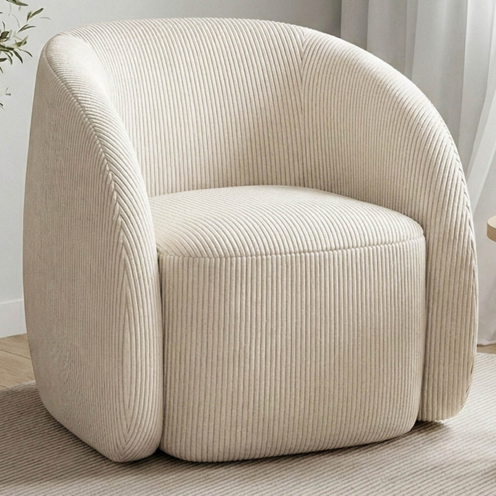 CORI beige ribfluwelen fauteuil