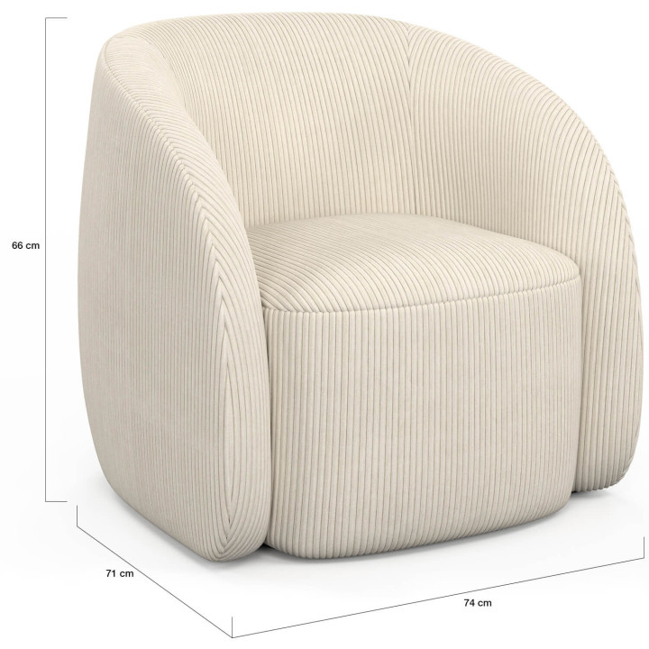 Fauteuil CORI en velours côtelé beige