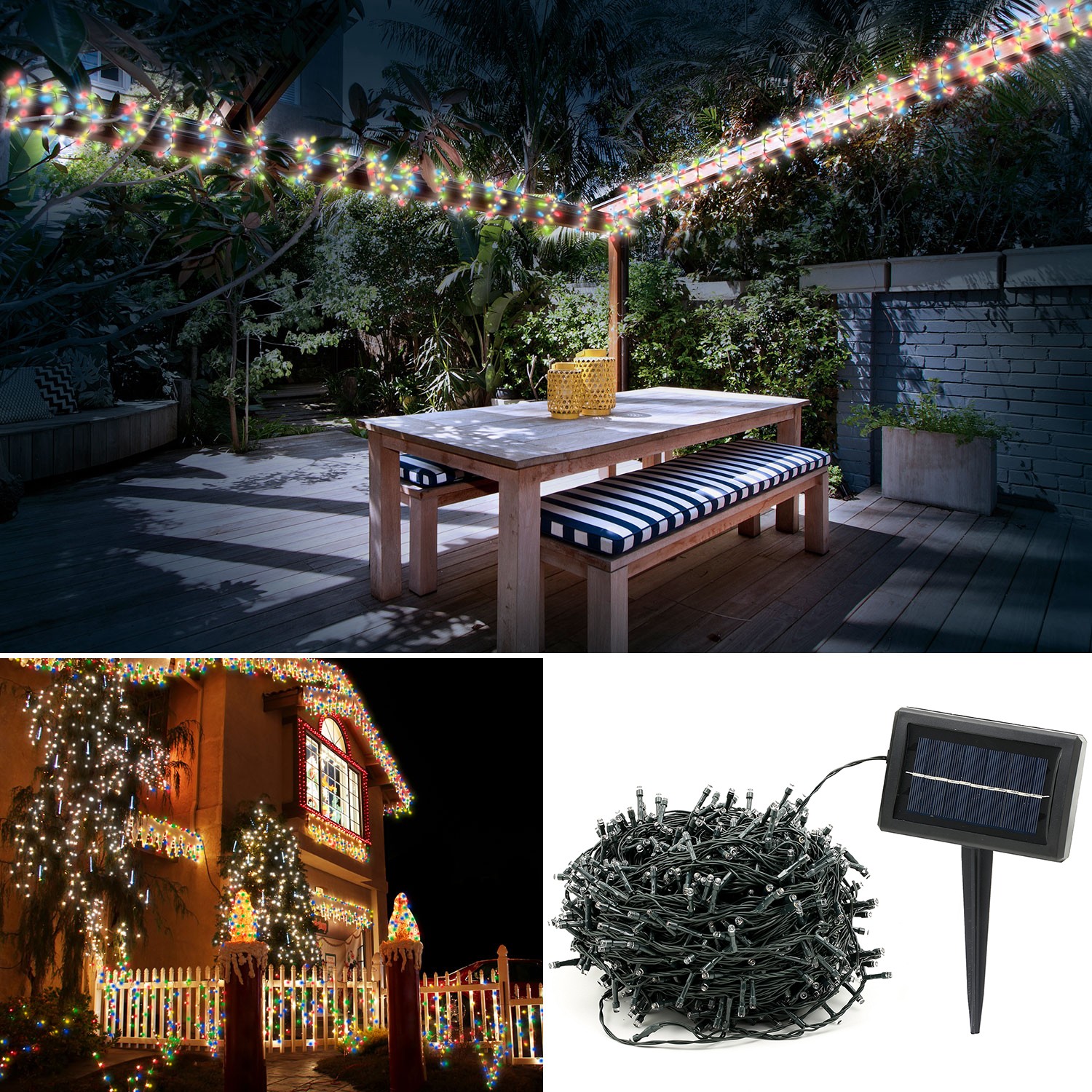 Guirlande solaire 1000 led multicolores décoratives