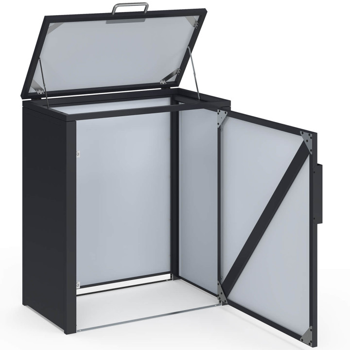Armadio da giardino in metallo 70 x 40 x 80 cm grigio antracite con tetto sollevabile, doppia anta e ripiano