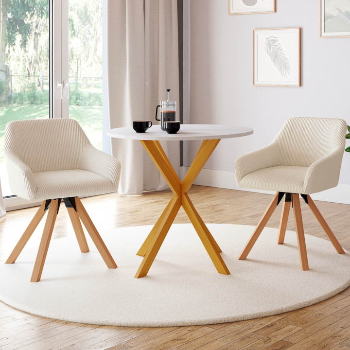 Juego de 2 sillas de comedor giratorias y sillones de mesa de terciopelo - JANY