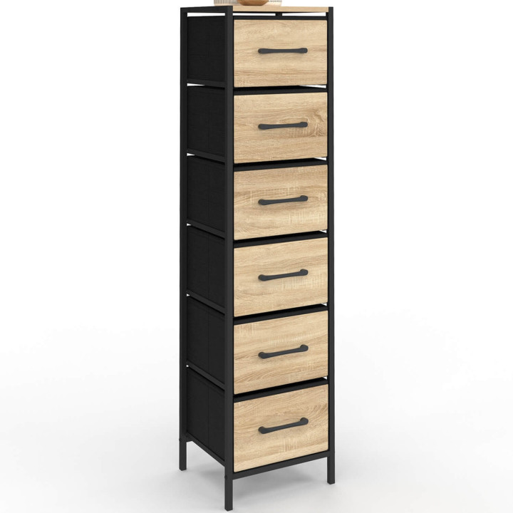 Mobile ausiliario a 6 cassetti UTAH 30 cm, cassettiera, mobile contenitore in stile industriale