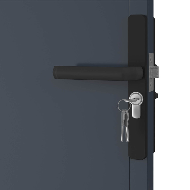 Portone a battente 300 x 160 cm in acciaio traforato grigio antracite