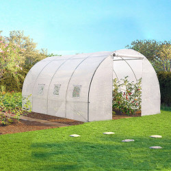 Serre tunnel de jardin 12M² blanche gamme maraîchère ZEBRA 4x3M
