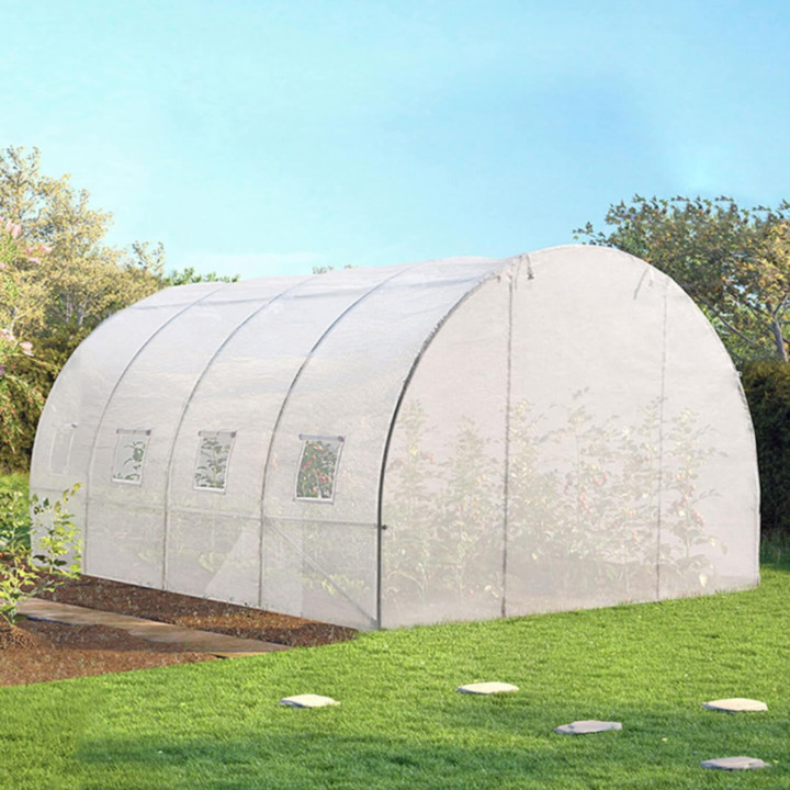 Serre tunnel de jardin 12M² blanche gamme maraîchère ZEBRA 4x3M