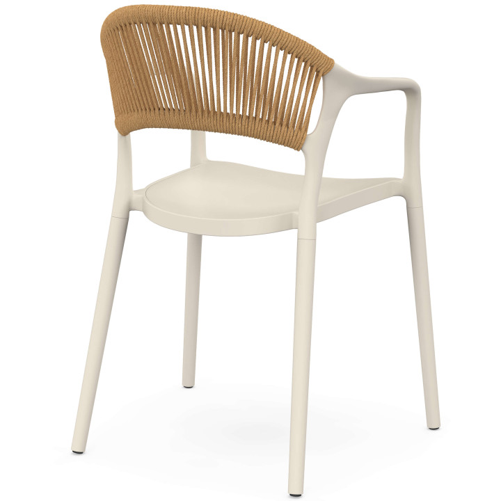 Lot de 4 chaises de jardin empilables ODELIA en polypropylène et cordage beige