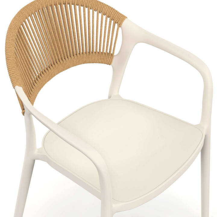 Lot de 4 chaises de jardin empilables ODELIA en polypropylène et cordage beige