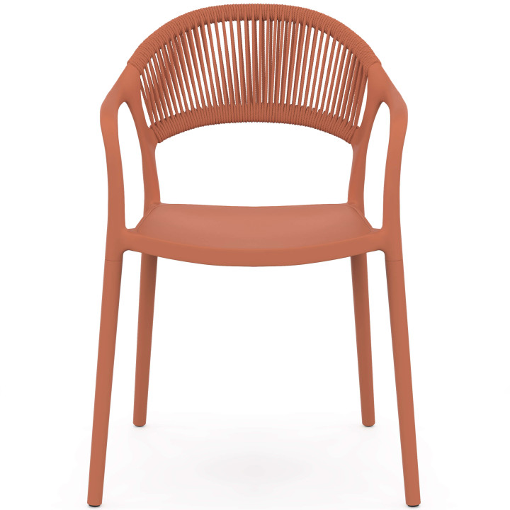 Set van 4 ODELIA stapelbare tuinstoelen van polypropyleen en terracotta touw