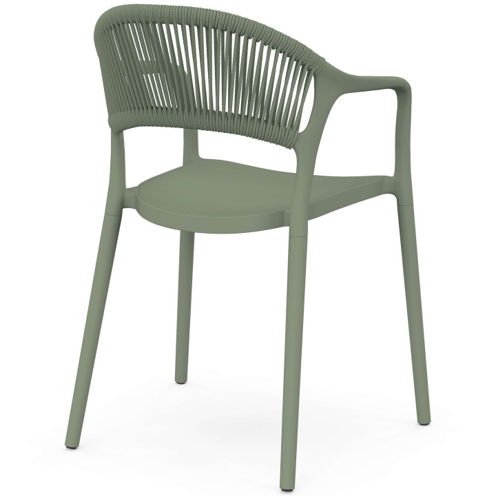 Lot de 4 chaises de jardin empilables ODELIA en polypropylène et cordage vert