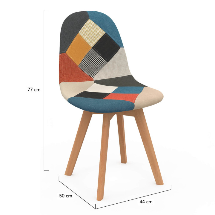 Sedie scandinave con motivo patchwork multicolore x4 - SARA