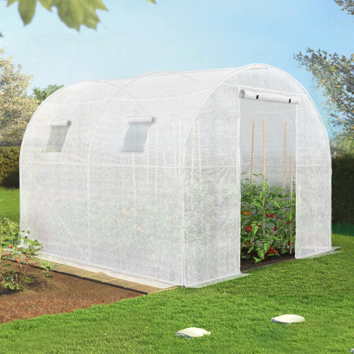 Goedkope witte tunnelkas 6 m² met 3 bogen