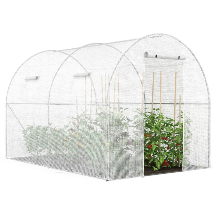 Goedkope witte tunnelkas 6 m² met 3 bogen