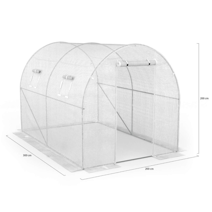 Goedkope witte tunnelkas 6 m² met 3 bogen
