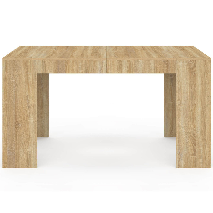 Uitschuifbare consoletafel, 14 personen, wit hout
