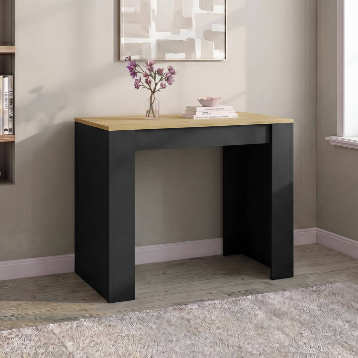 Tavolino allungabile 140 cm 2 in 1 per 6 persone, in legno e nero - ORLANDO
