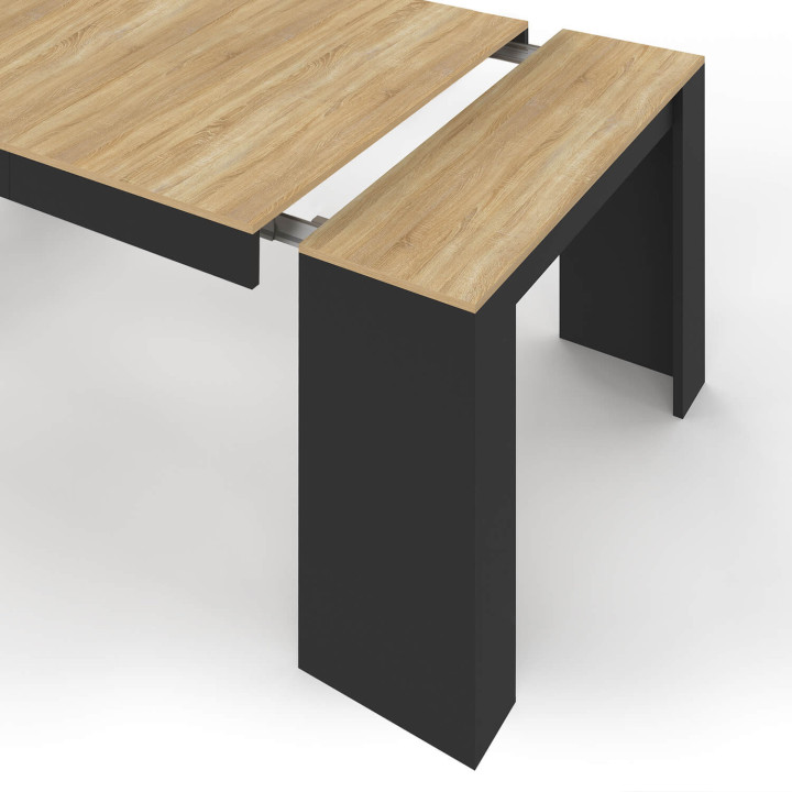 Mesa consola extensible de 140 cm, 2 en 1, para 6 personas, en madera y negro - ORLANDO
