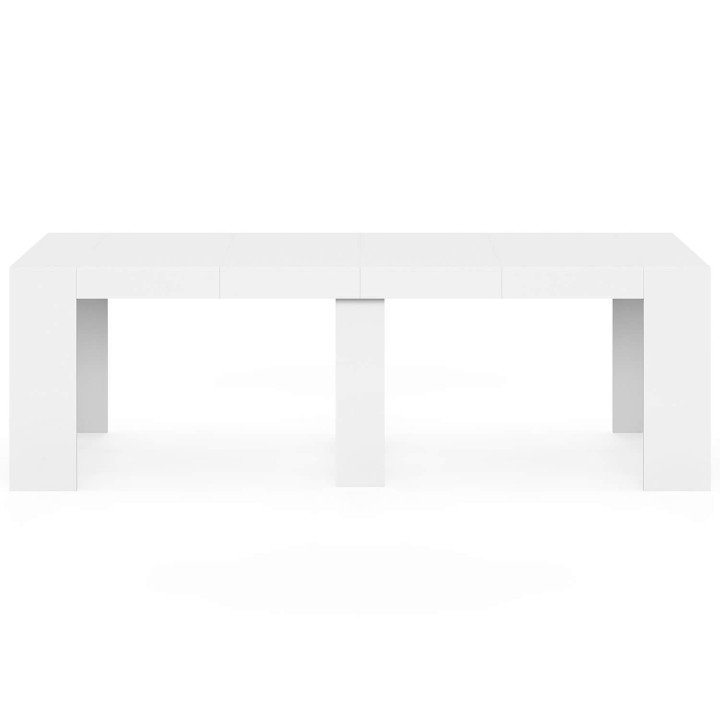 Uitschuifbare consoletafel voor 10 personen, wit hout