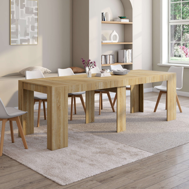 Uitschuifbare consoletafel, 6 personen, imitatiebeukenhout