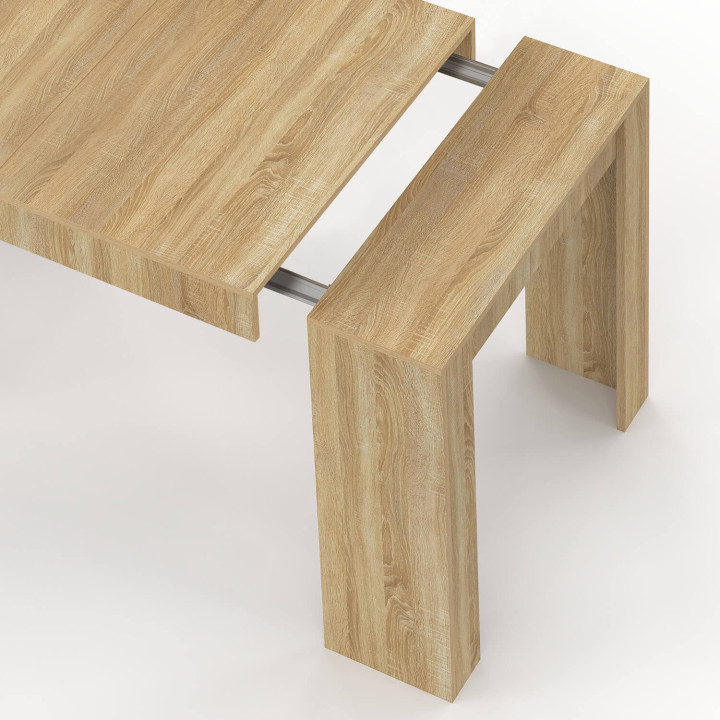 Uitschuifbare consoletafel, 6 personen, imitatiebeukenhout