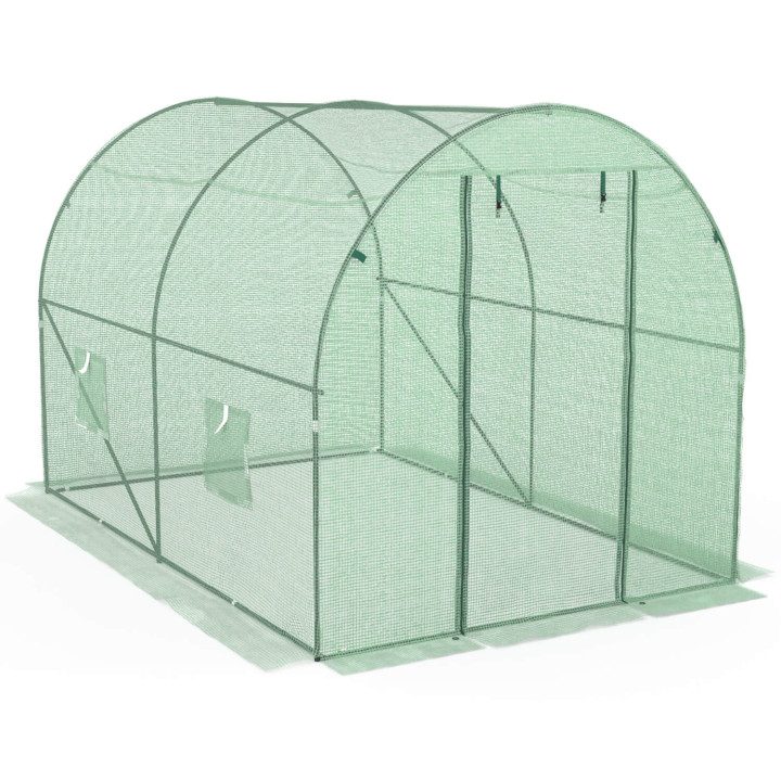 Goedkope groene tunnelkas 6 m² met 3 bogen