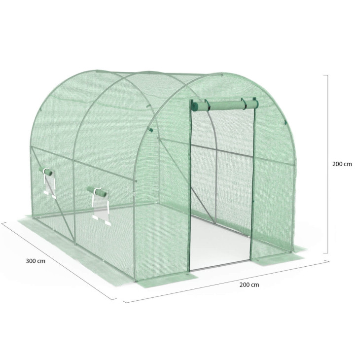 Goedkope groene tunnelkas 6 m² met 3 bogen