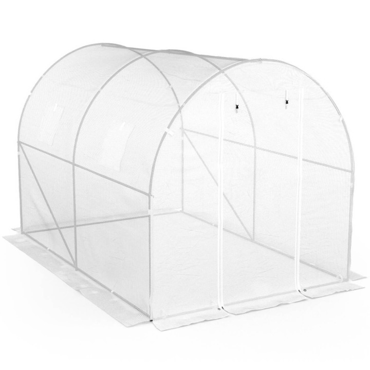 Serra a tunnel da giardino 6m2 telone bianco economico 3 cerchi
