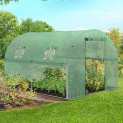 Goedkope groene tunnelkas 6 m² met 3 bogen