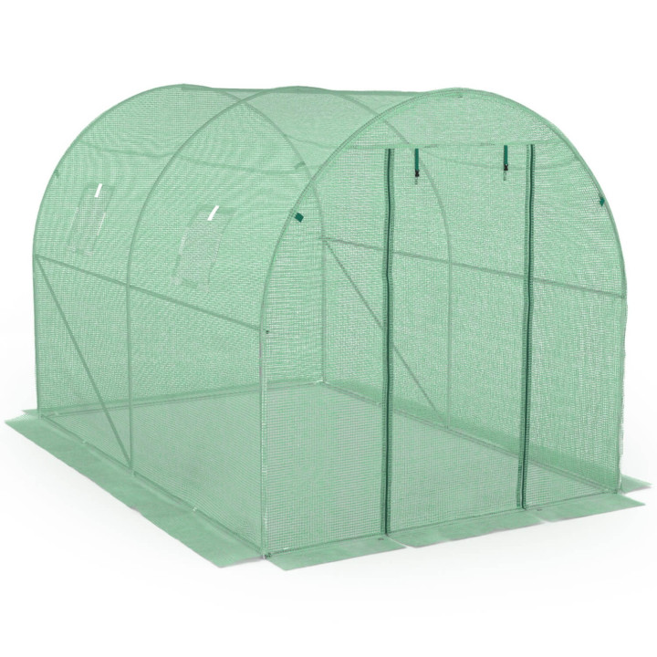 Tunnelgewächshaus für den Garten 6m² grüne Plane billig 3 Bögen