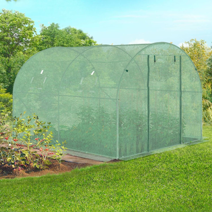 Serra a tunnel da giardino 6m² economico telone verde 3 cerchi| ID Mercato