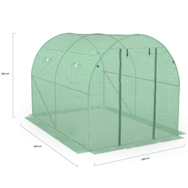 Goedkope groene tunnelkas 6 m² met 3 bogen