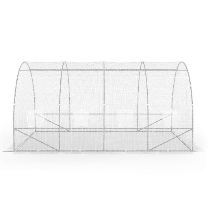 Serre de jardin tunnel 12m² 4 x 3 x 2 m acier galvanisé + bâche anti-UV avec porte et fenêtres ZEBRA blanche