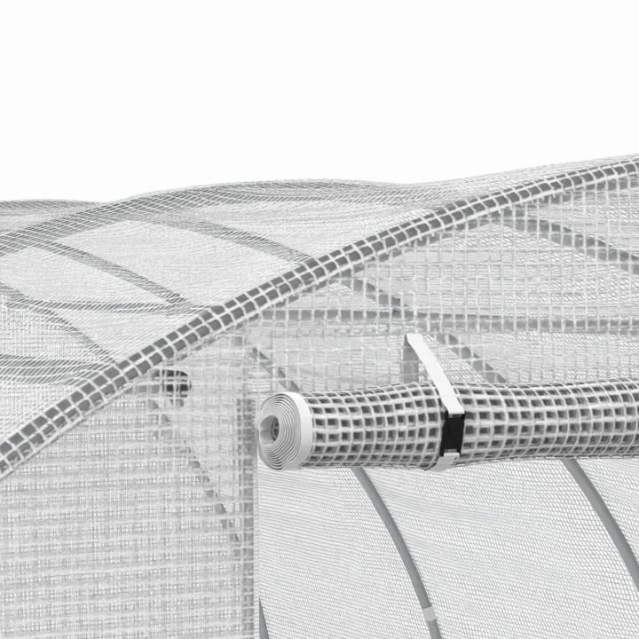 Serre de jardin tunnel 12m² 4 x 3 x 2 m acier galvanisé + bâche anti-UV avec porte et fenêtres ZEBRA blanche