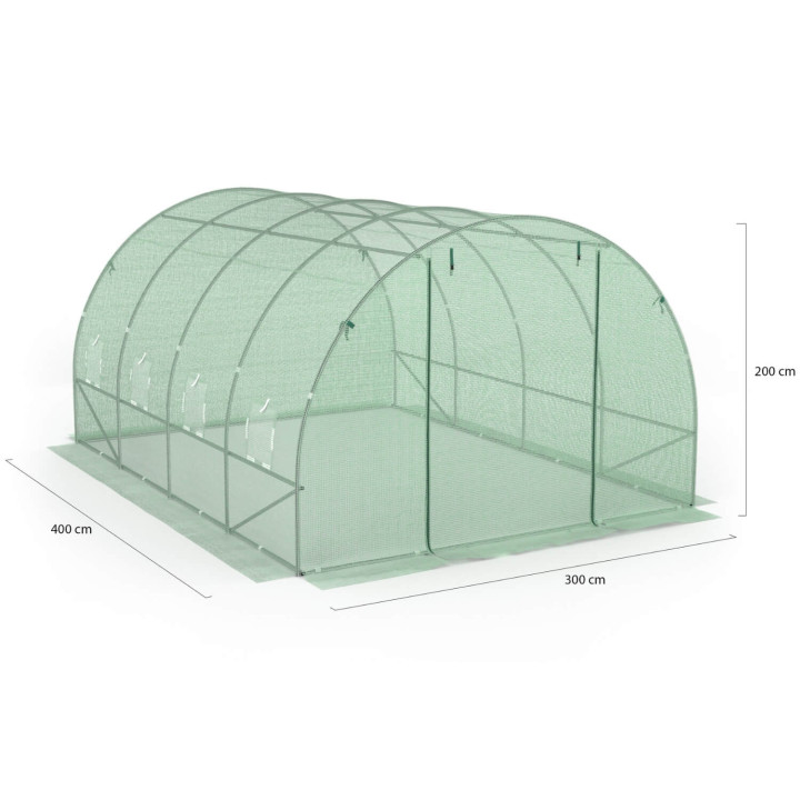 Tunnelgewächshaus Garten 12m² grüne Plane günstig