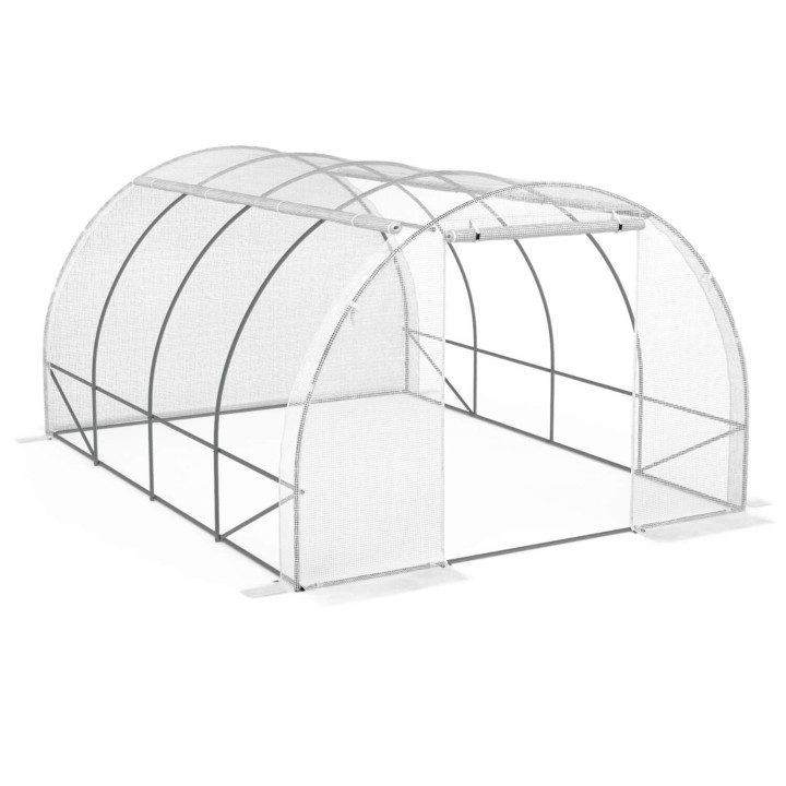 A buon mercato 12 m² serra a tunnel da giardino bianca