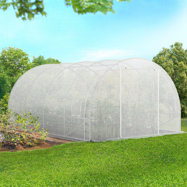 A buon mercato 12 m² serra a tunnel da giardino bianca