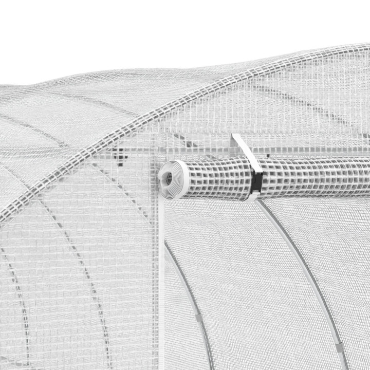 Serre de jardin tunnel 18m² 6 x 3 x 2 m acier galvanisé + bâche anti-UV avec porte et fenêtres CRIMÉE blanche